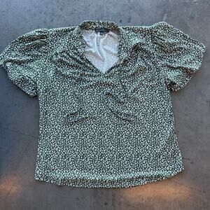 Vintage Y2K Adrianna Papell Women’s Multicolor Ruffle Short Sleeve Top Size M